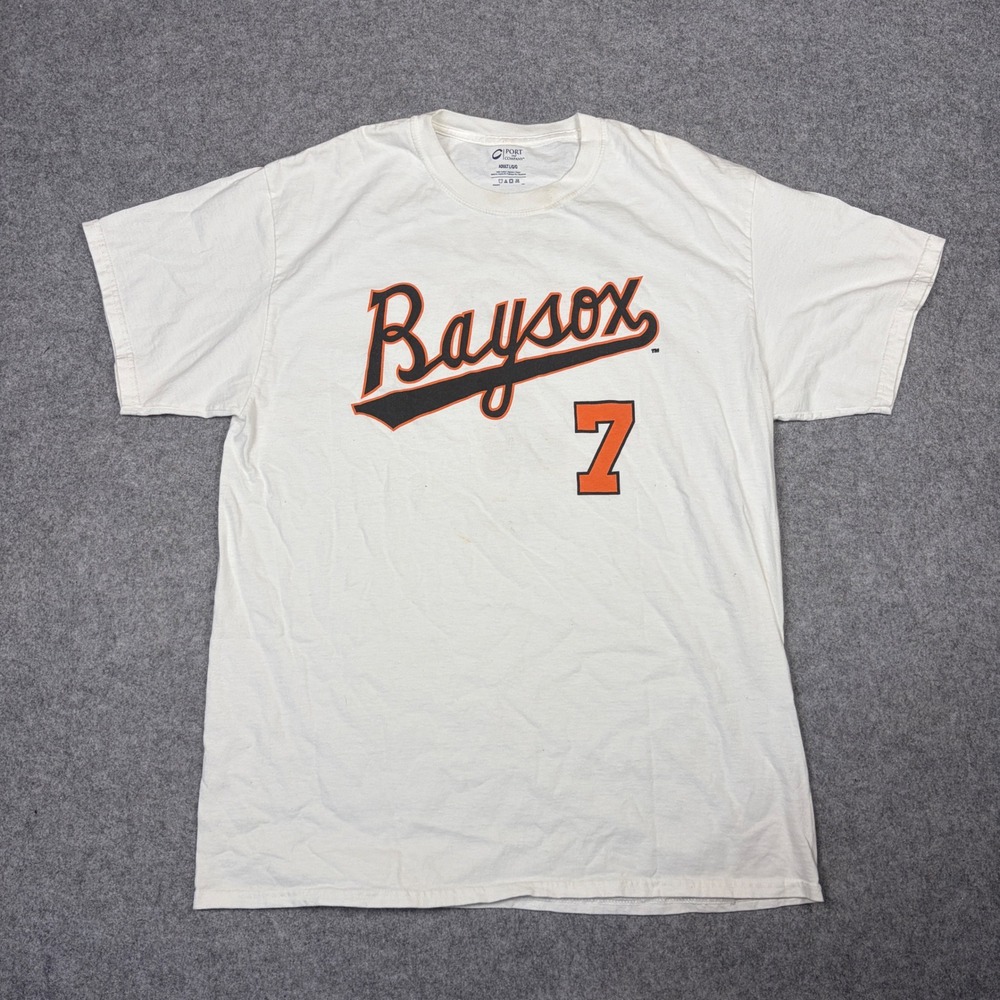 Port and Company Bowie Baysox Trey Mancini 7 Baseball T-Shirt White Large